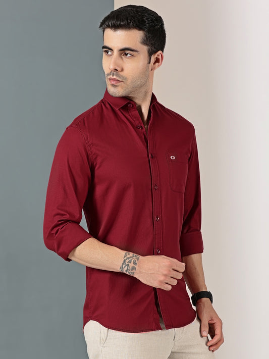 Maroon Bird Eye Dobby Shirt