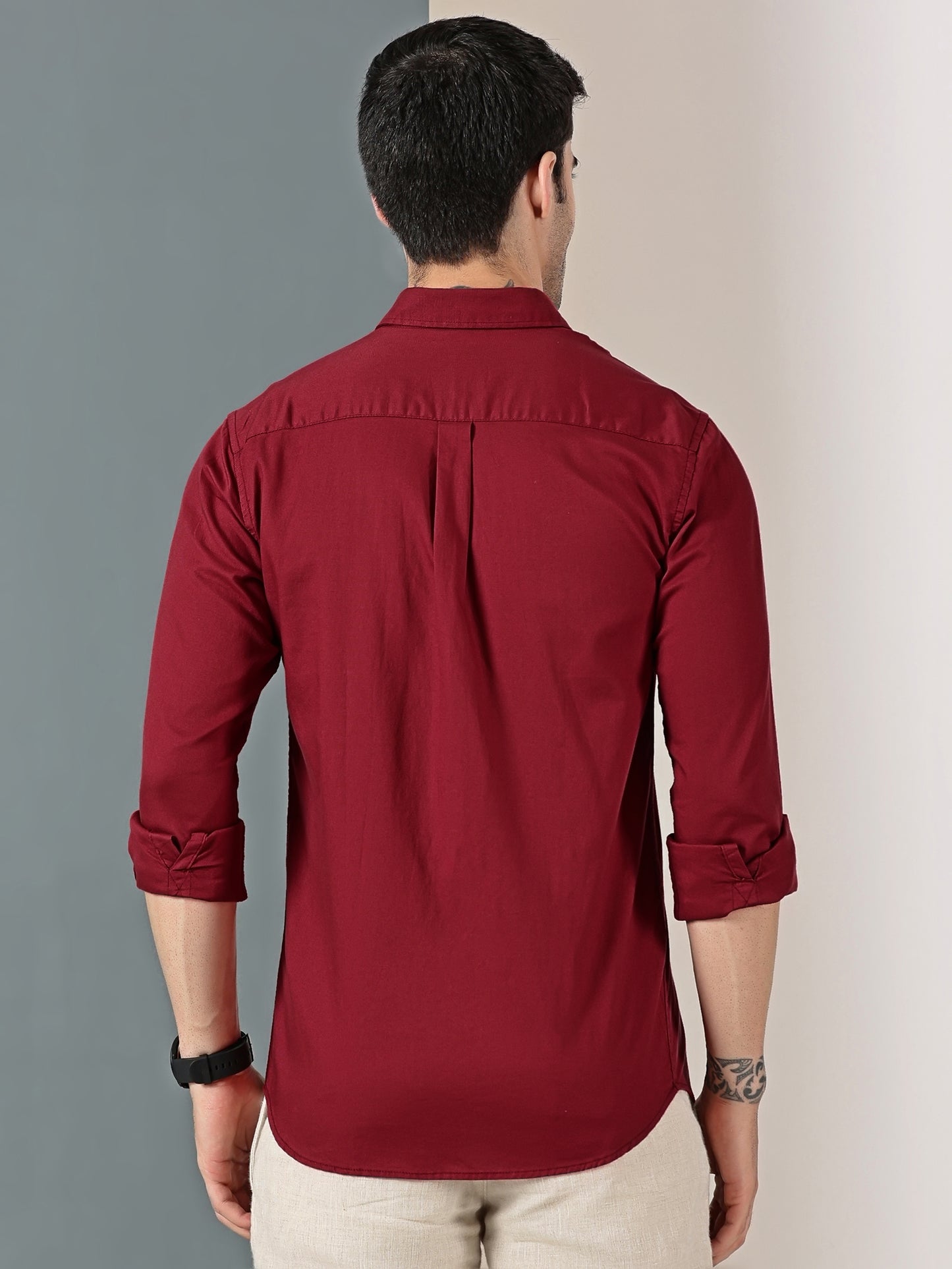 Maroon Bird Eye Dobby Shirt