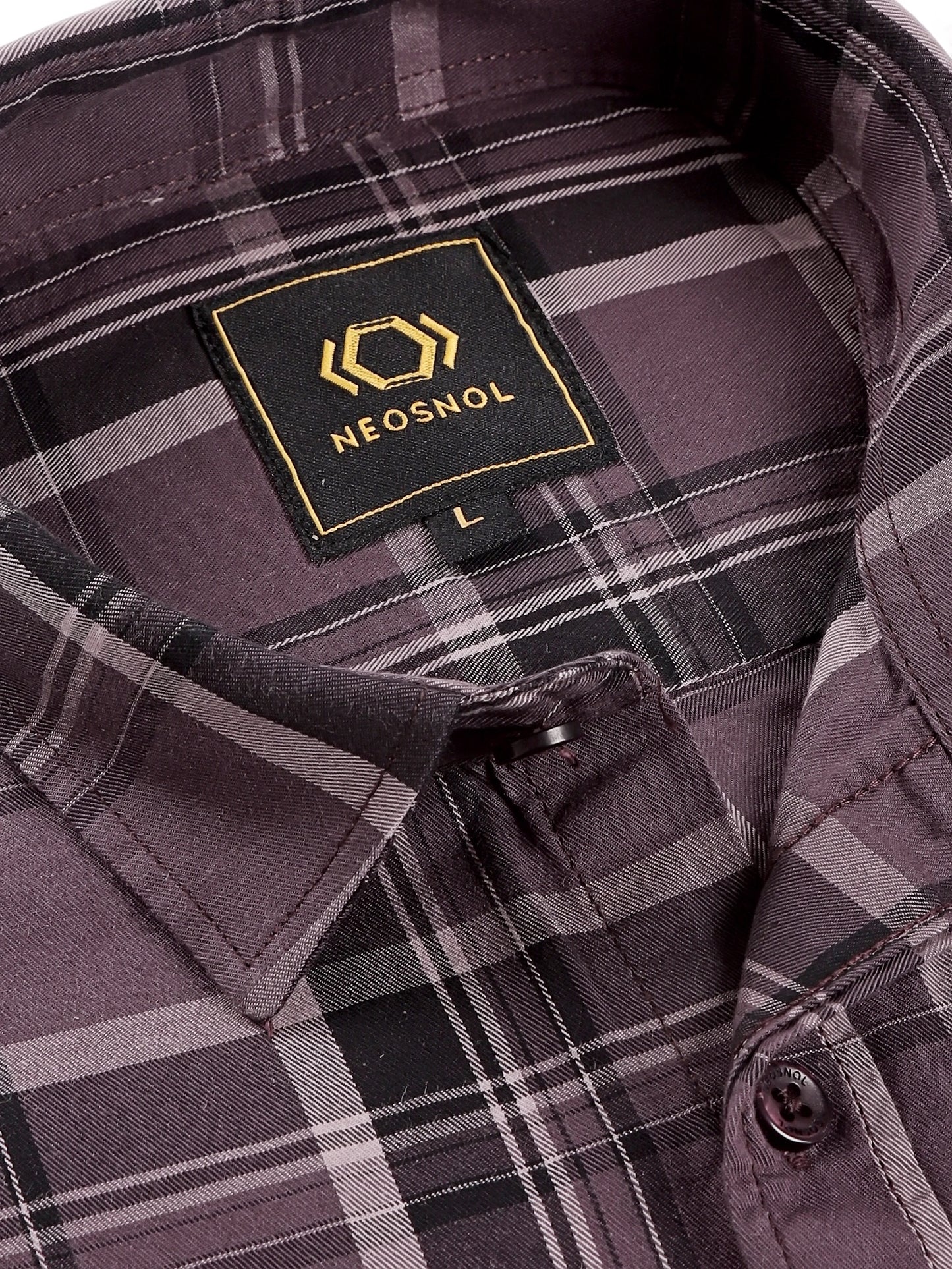 Plum check Giza cotton shirt