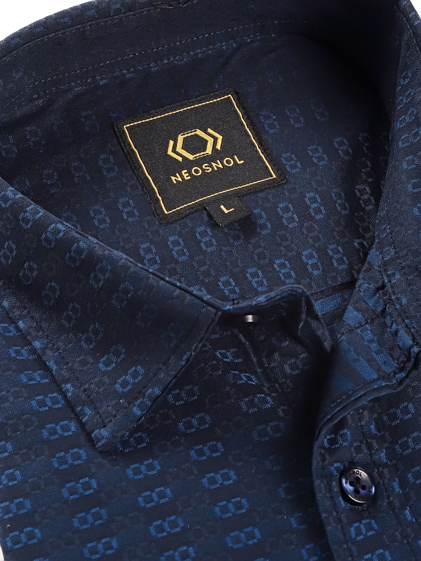 Midnight Blue Dobby Textured Shirt