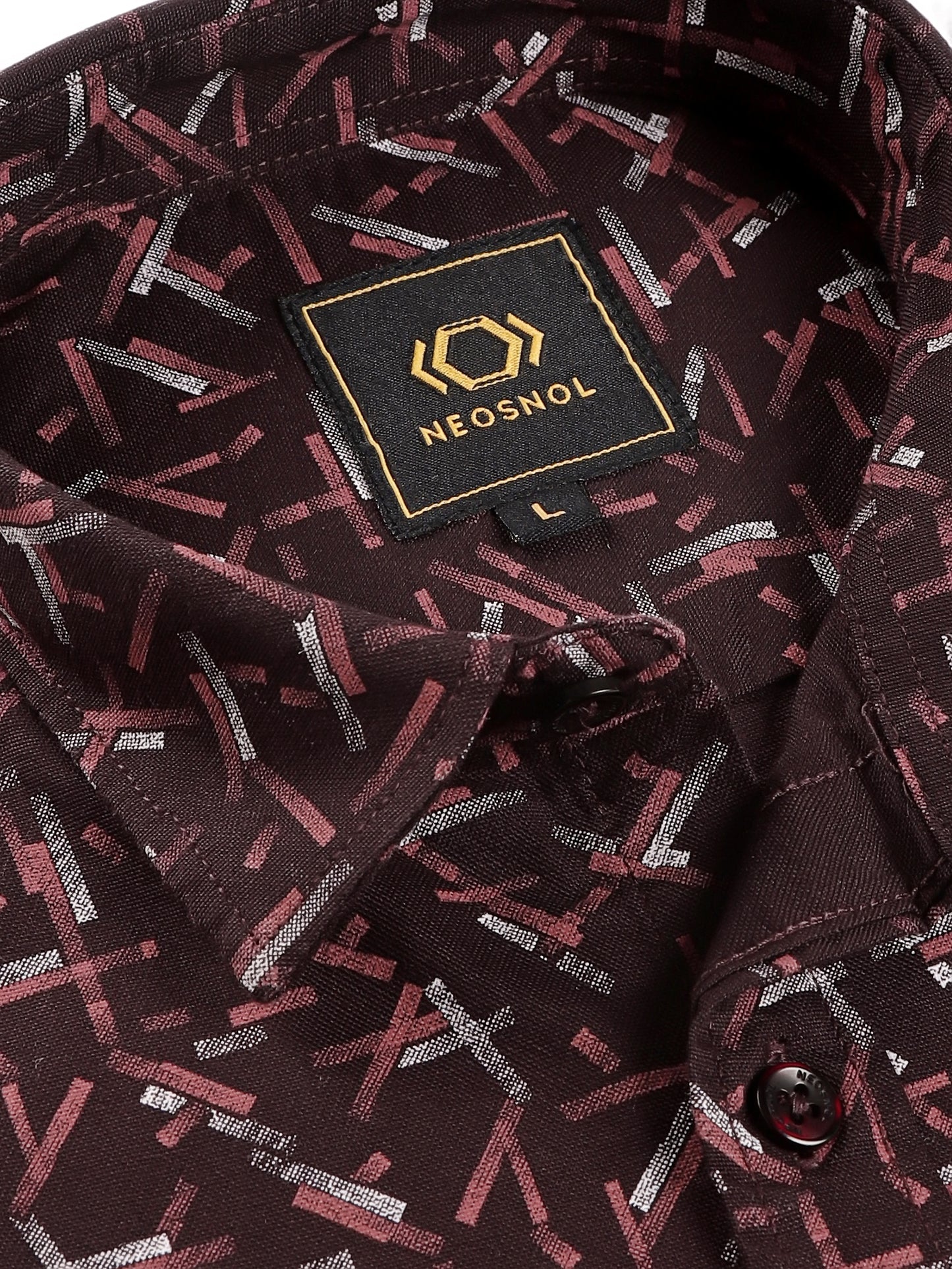 Maroon Geometric Oxford Print Shirt