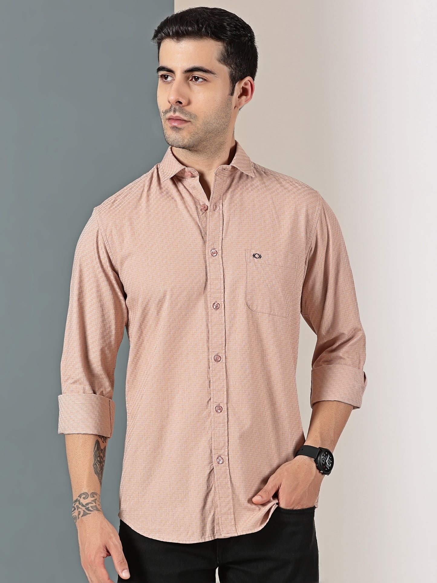 Sandstone Basket Dobby Giza Shirt