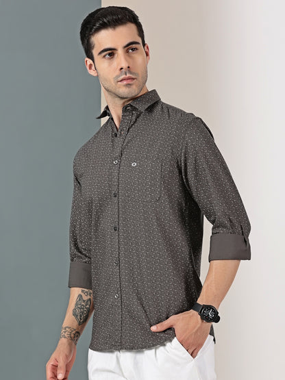 Olive Green minimal Chic micro print shirt