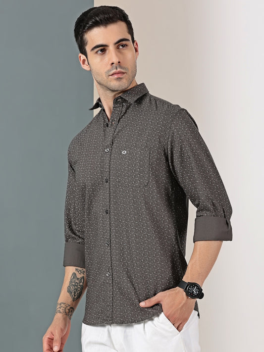 Olive Green minimal Chic micro print shirt