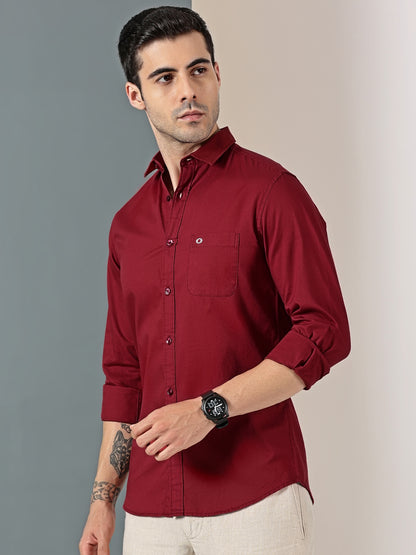 Maroon Bird Eye Dobby Shirt