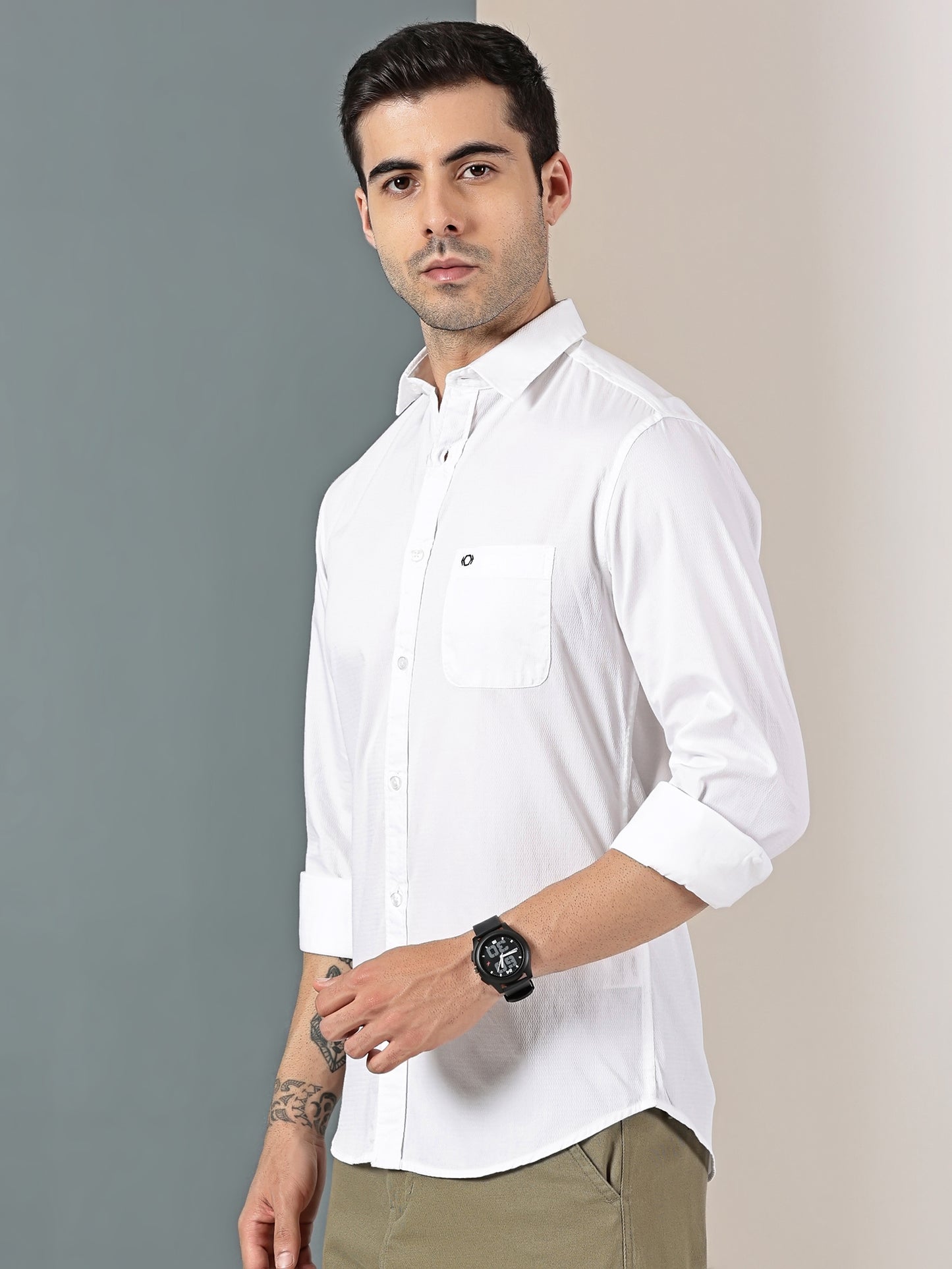 Pure White Classic Dobby Weave Shirt