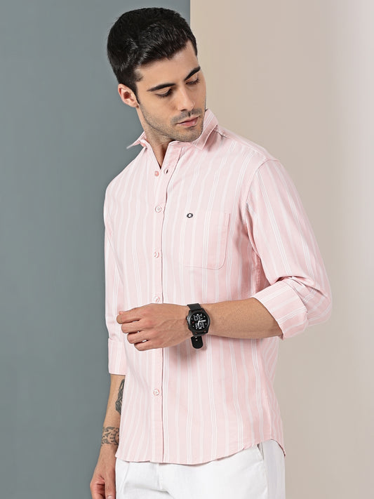 Blush Pink Oxford Stripe Shirt