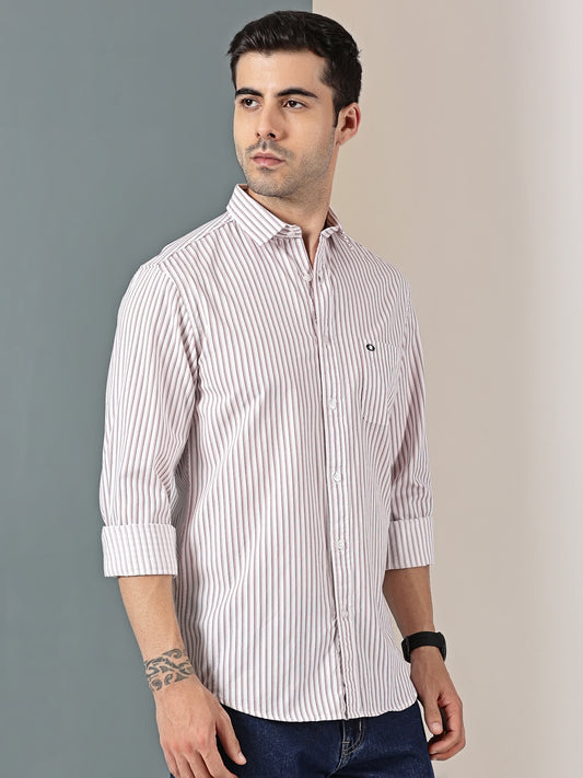 Classic Red Extra-Fine Stripe Shirt