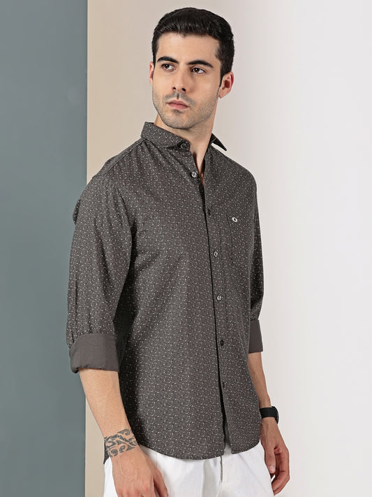 Olive Green minimal Chic micro print shirt