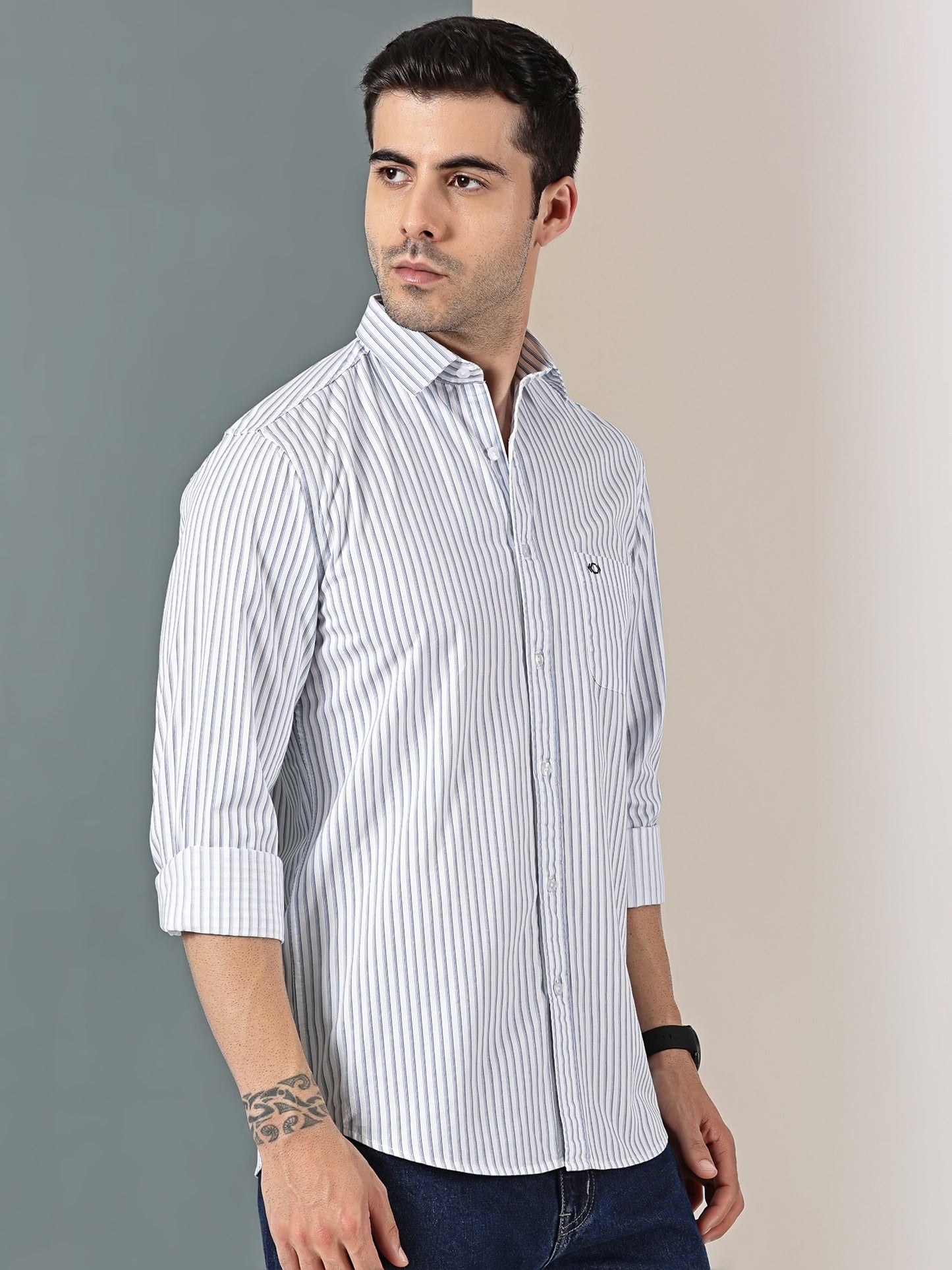 Cool Blue Extra-Fine Stripe Shirt
