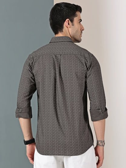 Olive Green minimal Chic micro print shirt