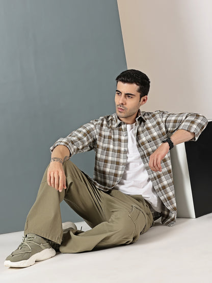 Olive Mélange Check Twill Shirt