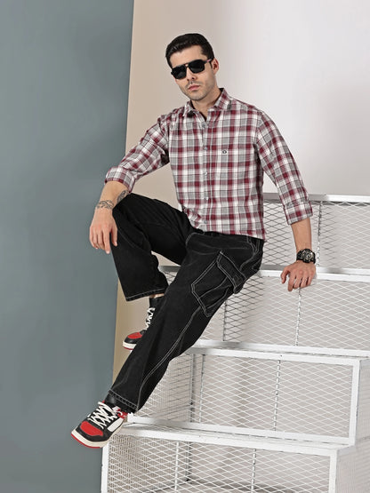 Burgundy Mélange Check Twill Shirt