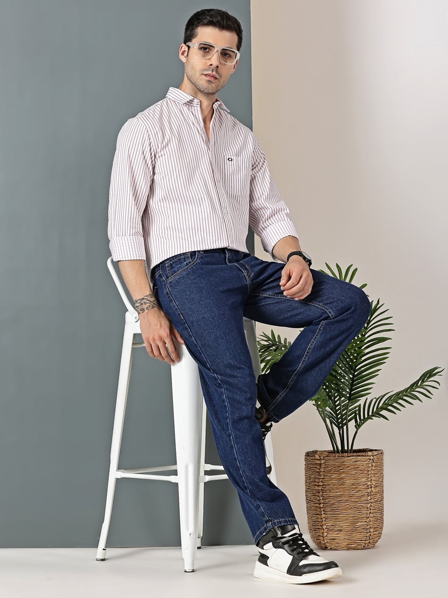 Classic Red Extra-Fine Stripe Shirt