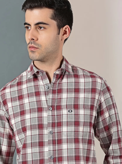 Burgundy Mélange Check Twill Shirt