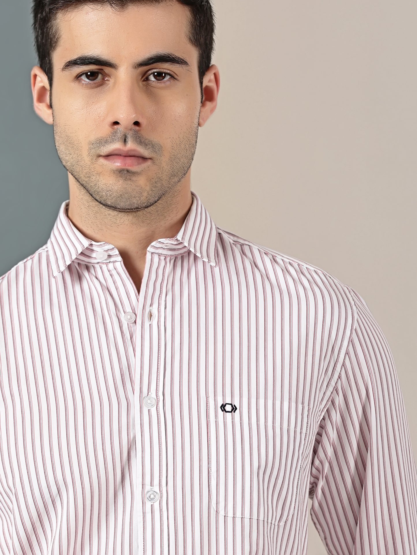 Classic Red Extra-Fine Stripe Shirt
