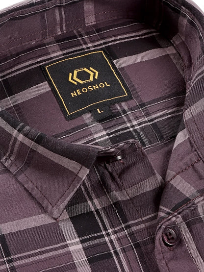 Plum check Giza cotton shirt
