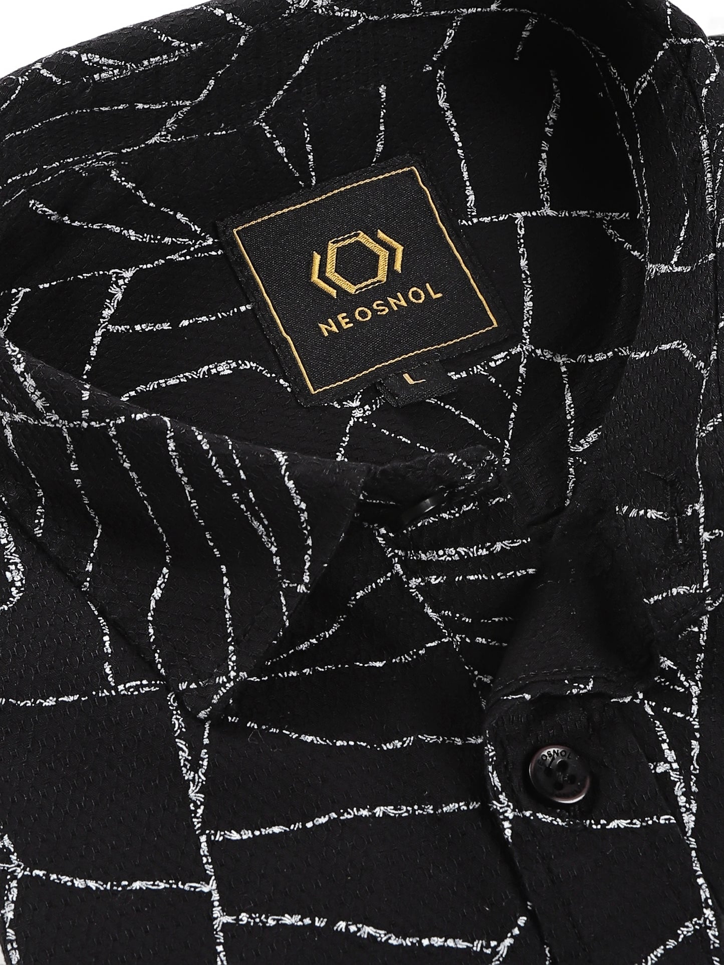 Black Dobby Abstract webline Print Shirt