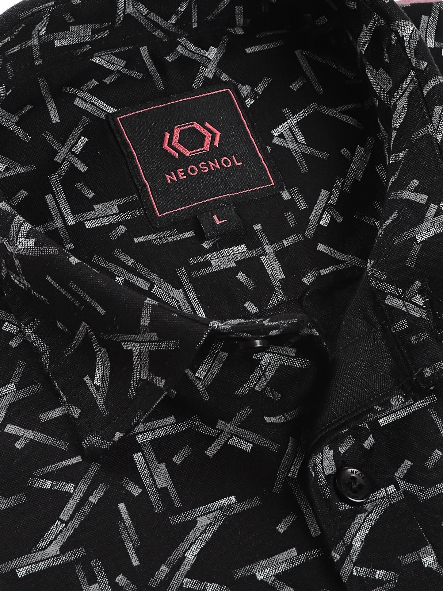 Black  Geometric Oxford Print Shirt