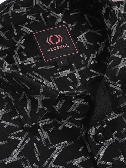 Black  Geometric Oxford Print Shirt