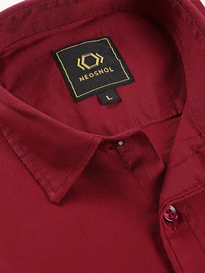 Maroon Bird Eye Dobby Shirt