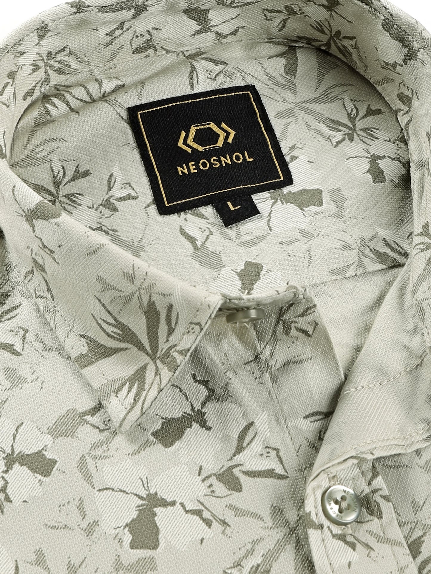 Sand Sage Botanical Dobby Shirt – Subtle Tropical Print