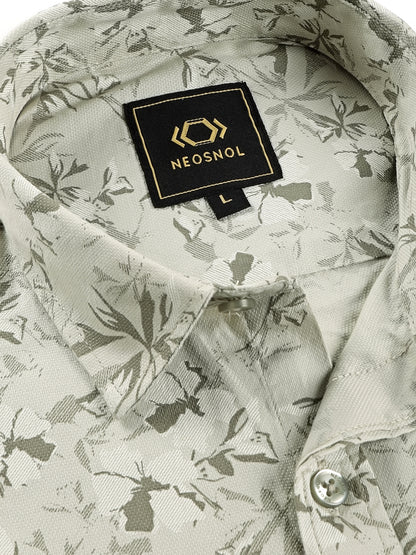 Sand Sage Botanical Dobby Shirt – Subtle Tropical Print