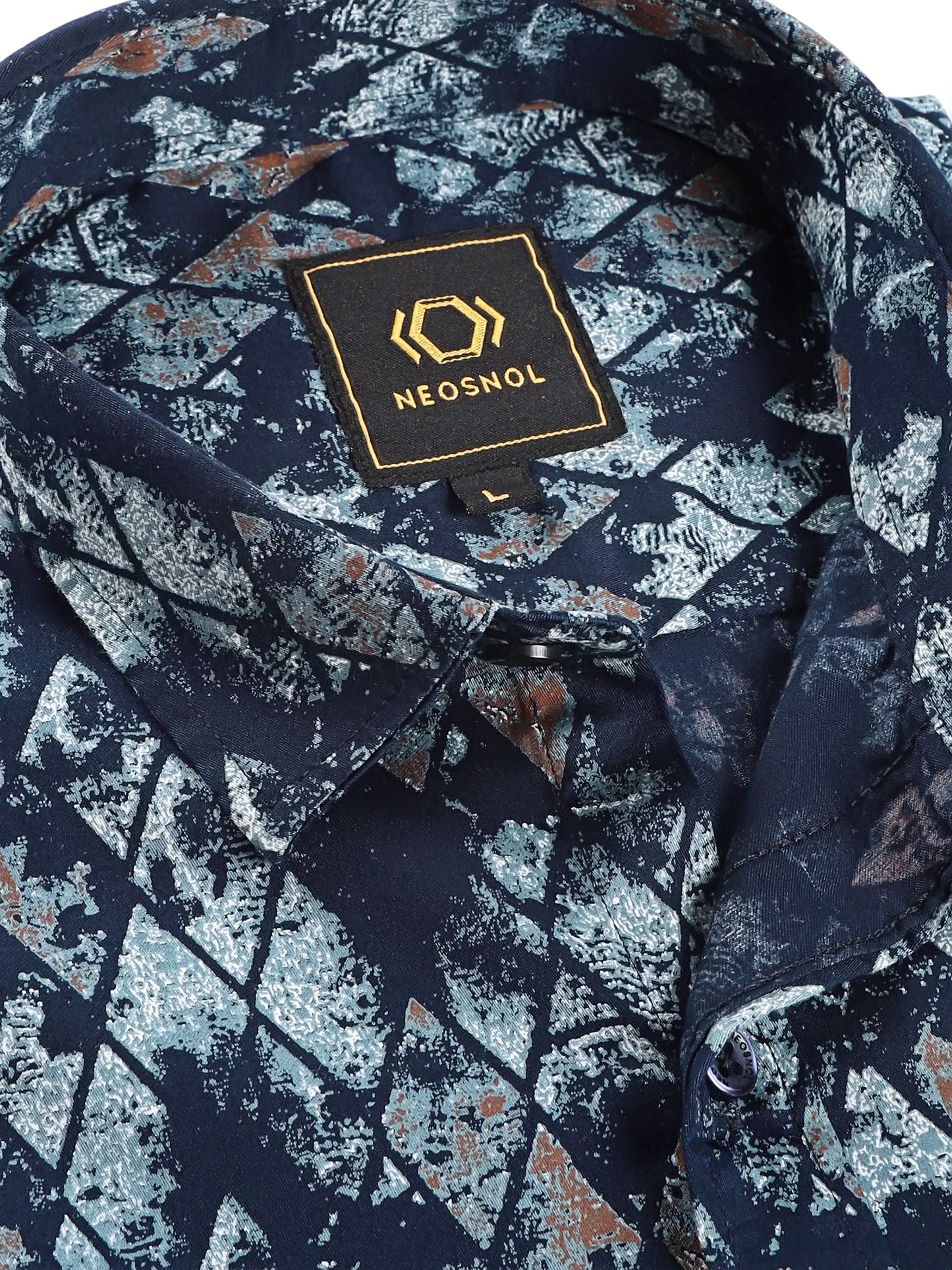 Navy Blue Satin Print