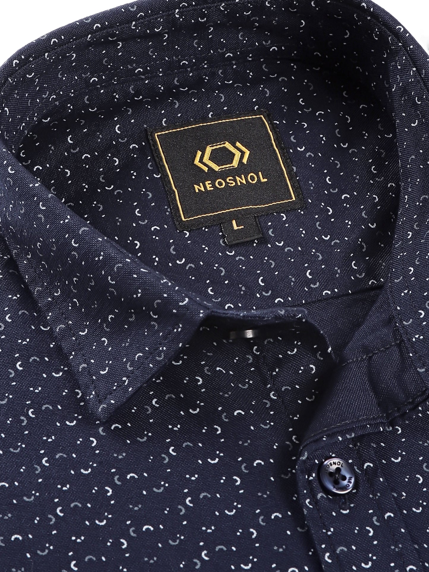 Navy Blue minimal Chic mictro print shirt