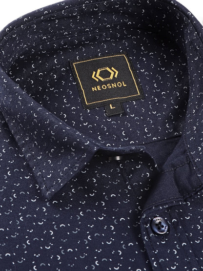 Navy Blue minimal Chic mictro print shirt