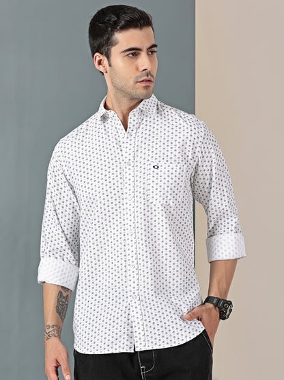 White Oxford Weave – Mini Dot Pattern Shirt Fabric