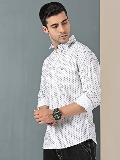 White Oxford Weave – Mini Dot Pattern Shirt Fabric