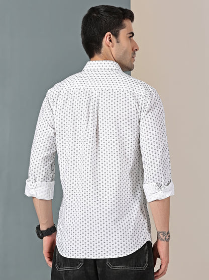 White Oxford Weave – Mini Dot Pattern Shirt Fabric