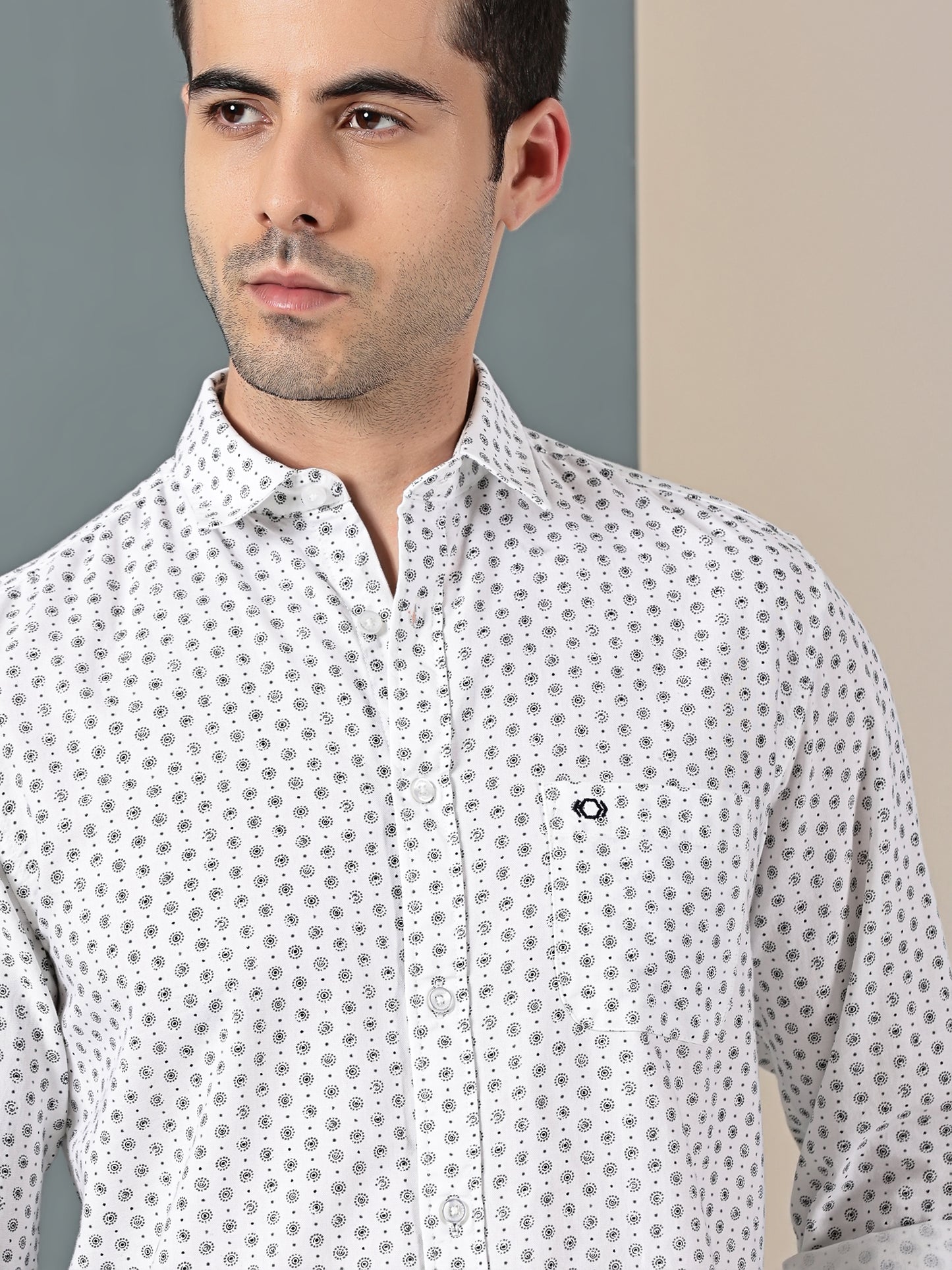 White Oxford Weave – Mini Dot Pattern Shirt Fabric